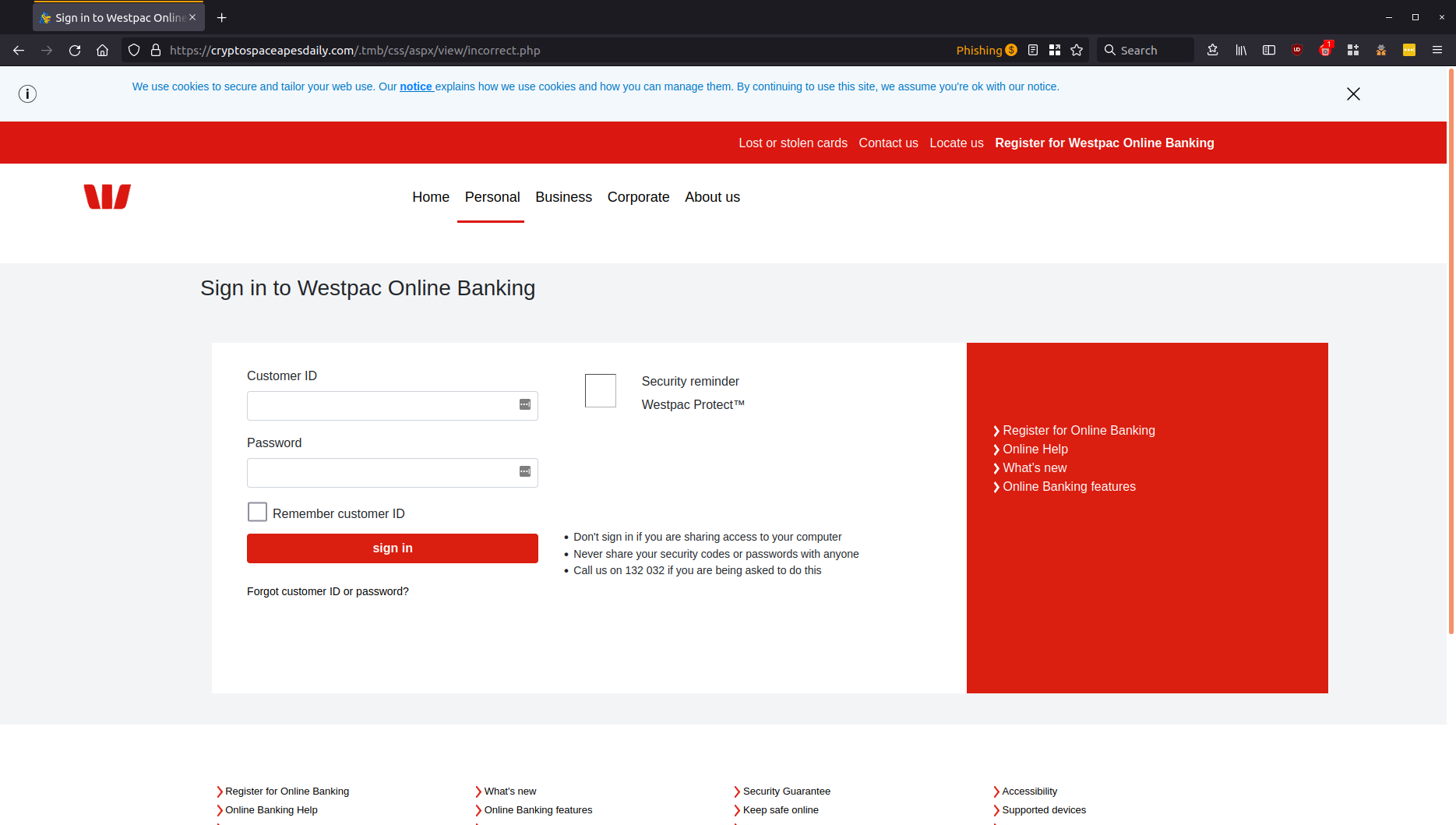 Net Banking Fake Id